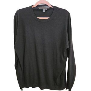 Tricot St Raphael Black Silk Cotton Blend Crewneck Pullover Sweater Size M
